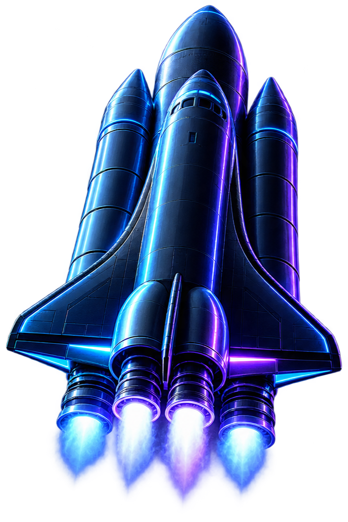 Nave espacial despegando, símbolo del crecimiento de un proyecto digital